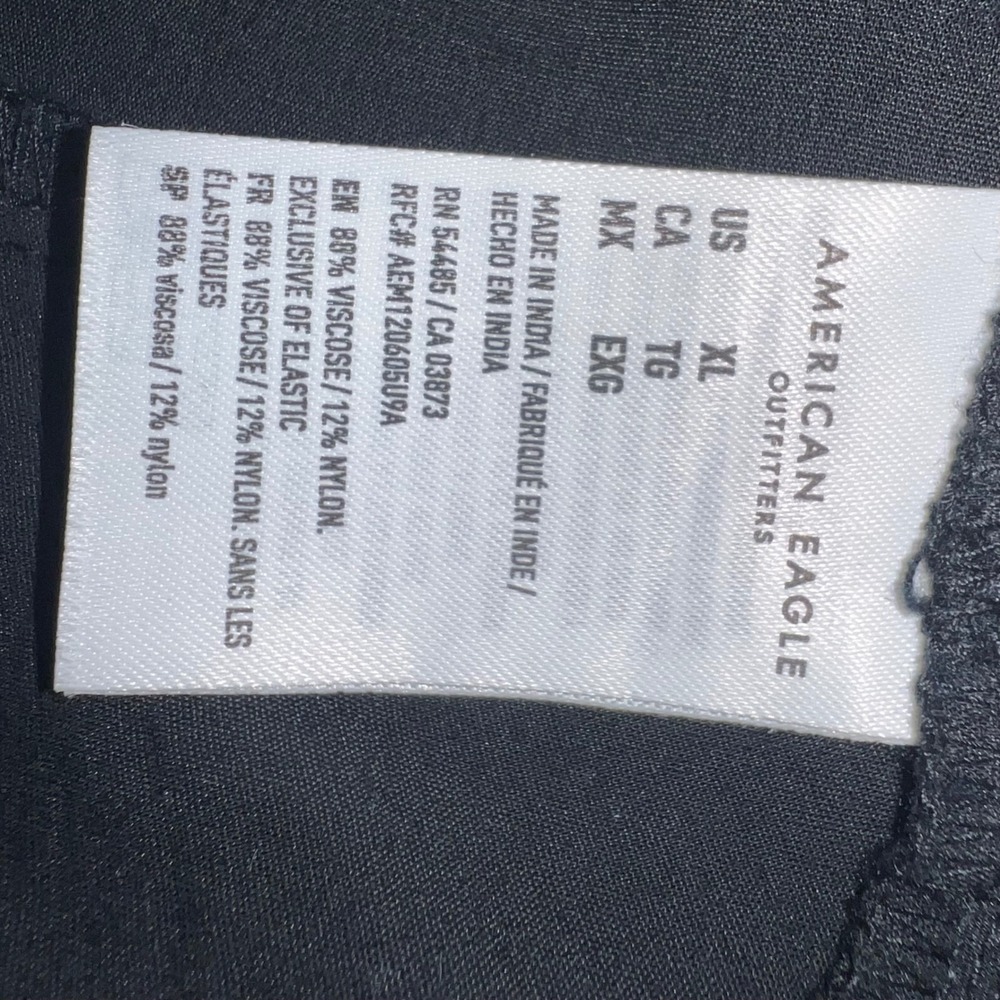 American Eagle Peplum Top Women XL Black Ruched Smocked Cami‎ Tank - Picture 7 of 9